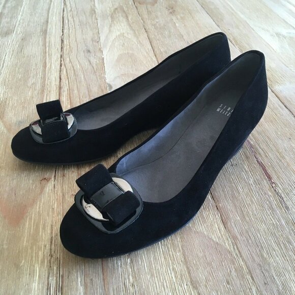 STUART WEITZMAN Beaudelair Black Suede Hidden Wedge Heel Shoes US Size 9M - Picture 3 of 7